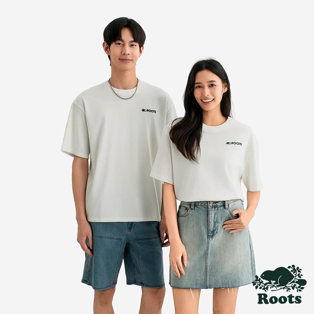 Roots中性-ROOTS NOVA PARK 短袖上衣-米白色