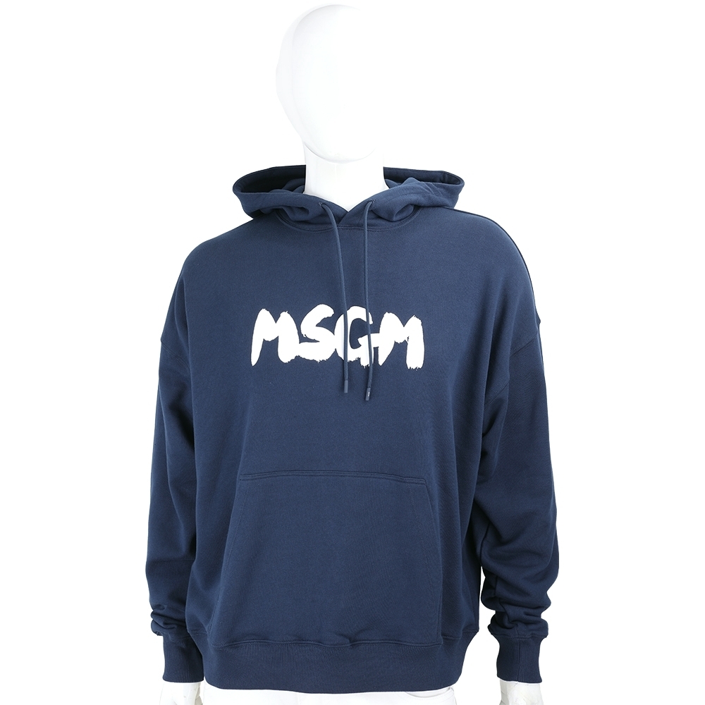 MSGM 印花長袖連帽衫 大學T-多色可選 (深藍)