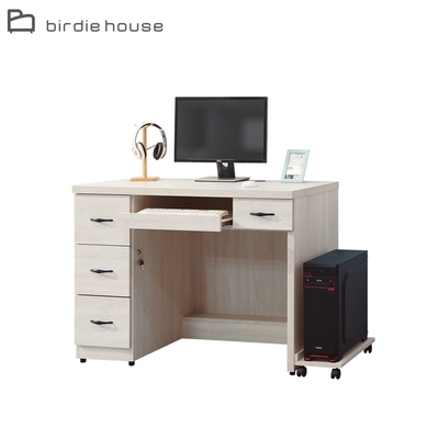 柏蒂家居-吉米4尺四抽電腦書桌/工作桌/辦公桌-附主機架-120x60x82cm