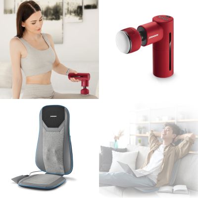 JOHNSON喬山 JOHNSON超薄指壓背墊RT2160+冰熱敷按摩槍C66 減壓組