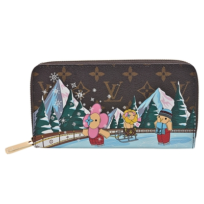 LV Louis Vuitton路易威登 M82614 經典吉祥物溜冰歷險圖案Monogram帆布拉鍊長夾