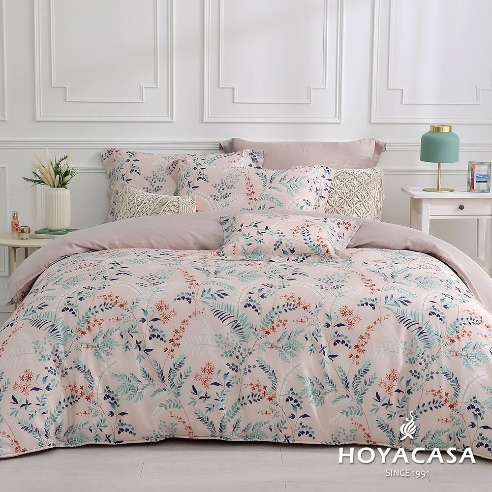 HOYACASA 錦花嵐 加大60支銀纖維天絲兩用被套床包四件組