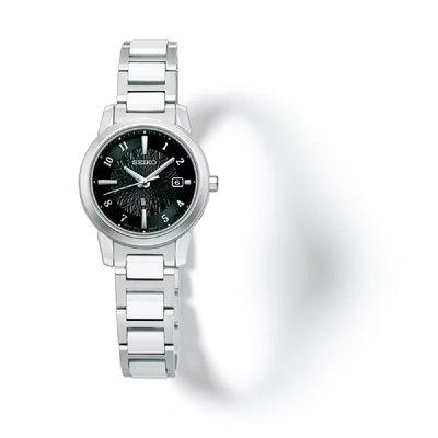 SEIKO 精工錶 1B35-0AN0D(SSQV081J) Lukia 太陽能電波鈦金屬女腕錶 黑麵 28mm SK037