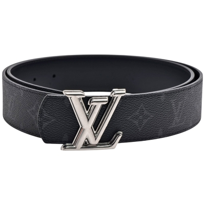 LOUIS VUITTON路易威登 LV M8846T Dimension 40經典Eclipse帆布銀釦雙面腰帶/皮帶(石墨色)