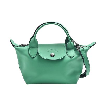LONGCHAMP 經典LE PLIAGE XTRA系列小牛皮手拿/斜背水餃包(草綠色)
