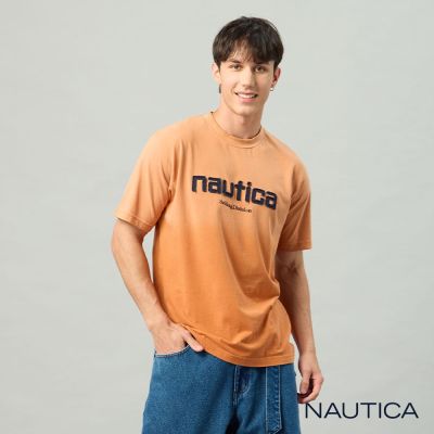 Nautica 官方旗艦 男裝 經典刺繡漸層純棉短袖上衣-橘色