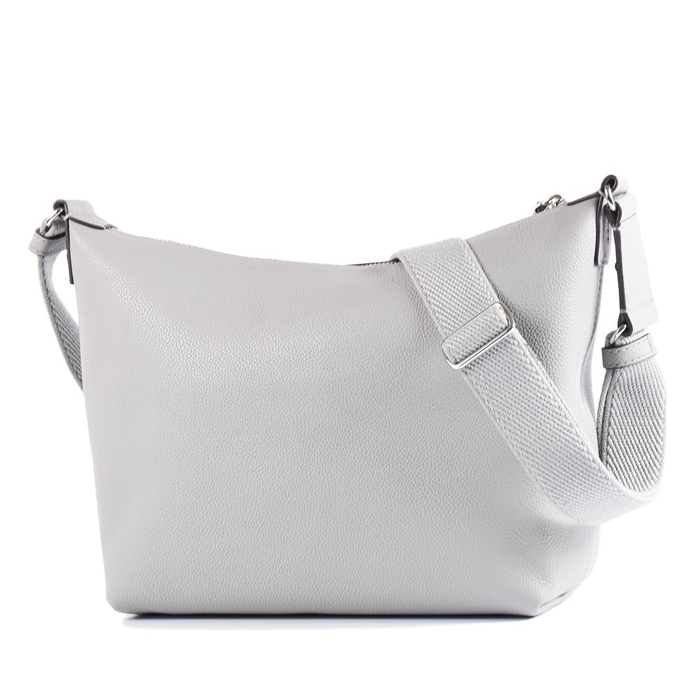 TORY BURCH THEA 鵝卵石紋紋拉鍊斜背流浪包-灰色