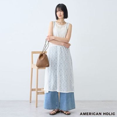 〔AMERICAN HOLIC〕蕾絲緹花無袖連身洋裝