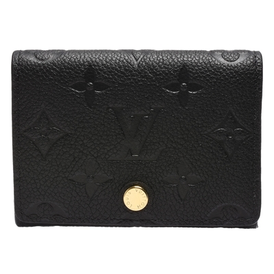 LV Louis Vuitton路易威登 M58456 經典Monogram Empreinte小牛皮壓花暗釦卡片/名片夾(黑)
