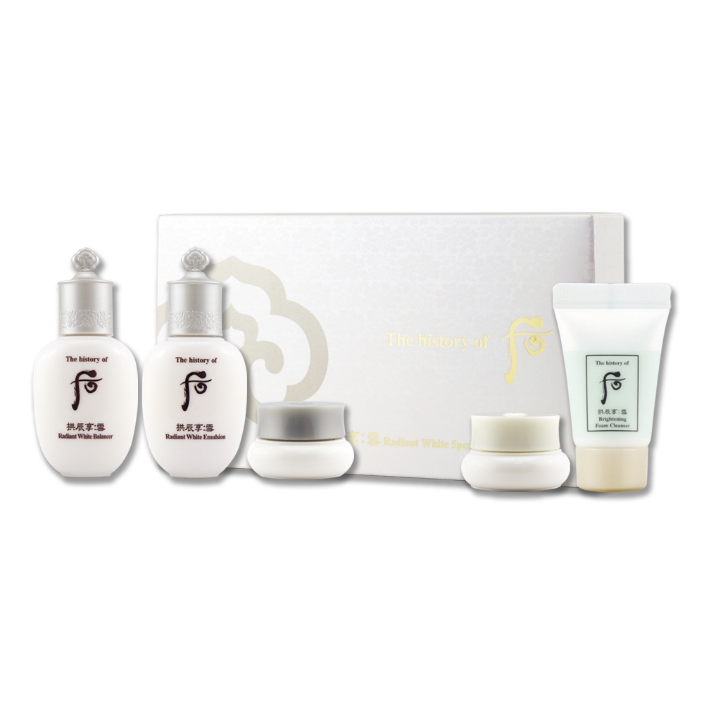 即期品)WHOO 后拱辰享鑽白亮采5件組(美肌水20ml+乳液20ml+水凝霜4ml+