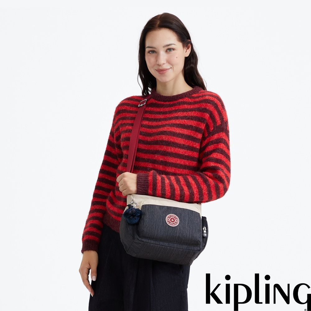 『牛角包』Kipling 牛仔拼接輕巧多袋實用側背包-GABB S