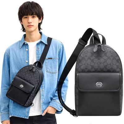 COACH 黑色大C PVC單肩/斜跨兩用包-大型