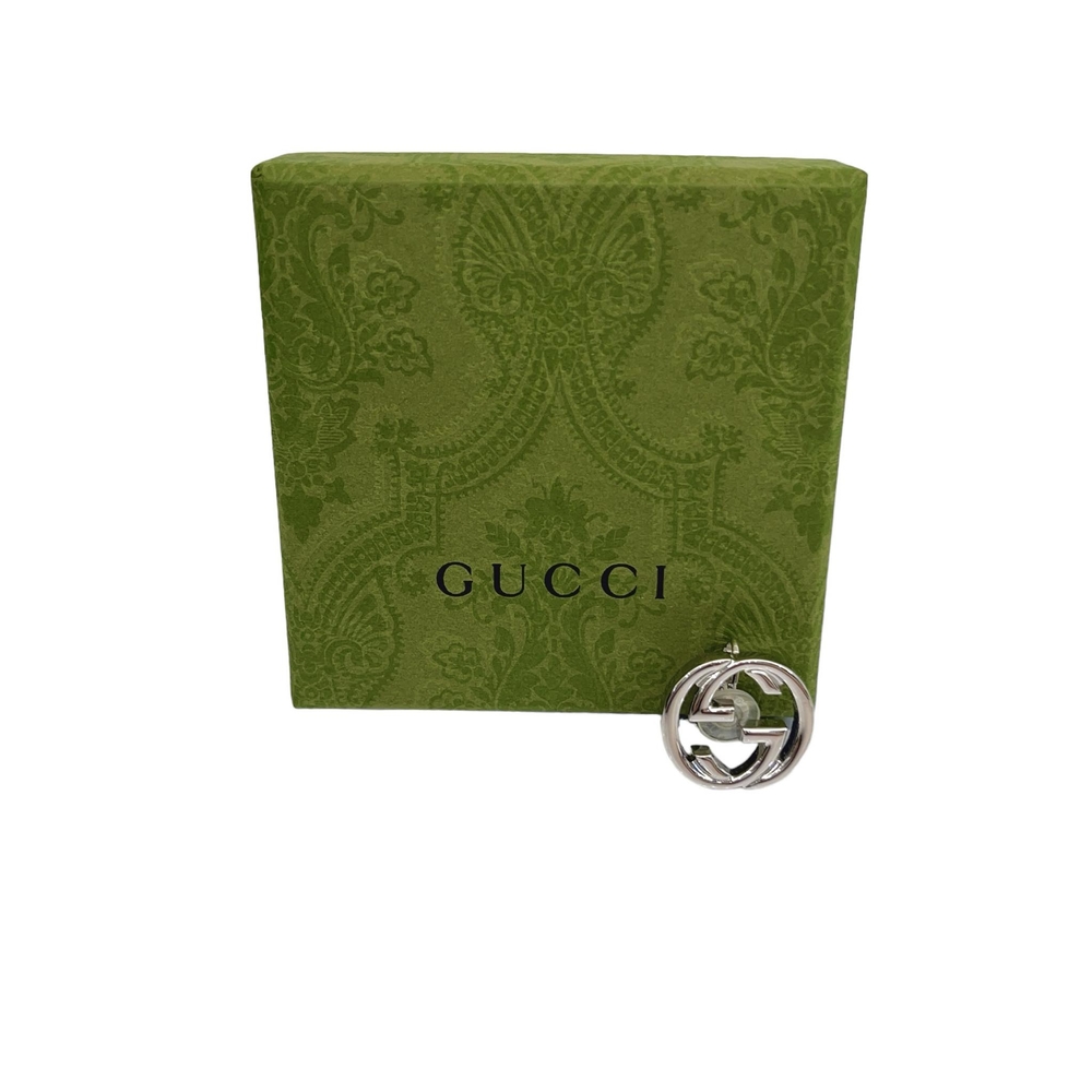 GUCCI 雙G LOGO銀色夾式單邊耳環