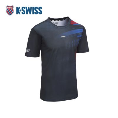 K-SWISS 排汗T恤 26SS PF TEE 10 M 吸濕排汗 短上衣 男短袖上衣 黑色 1013695-008