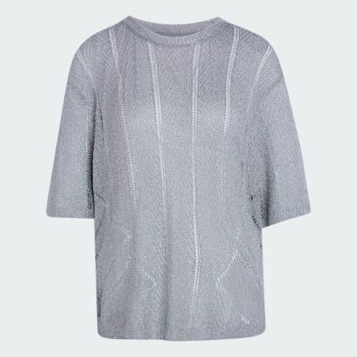 Adidas 愛迪達 Knitted Jersey KZ5061 女 T恤 短袖上衣 休閒短袖 灰 亞版 針織