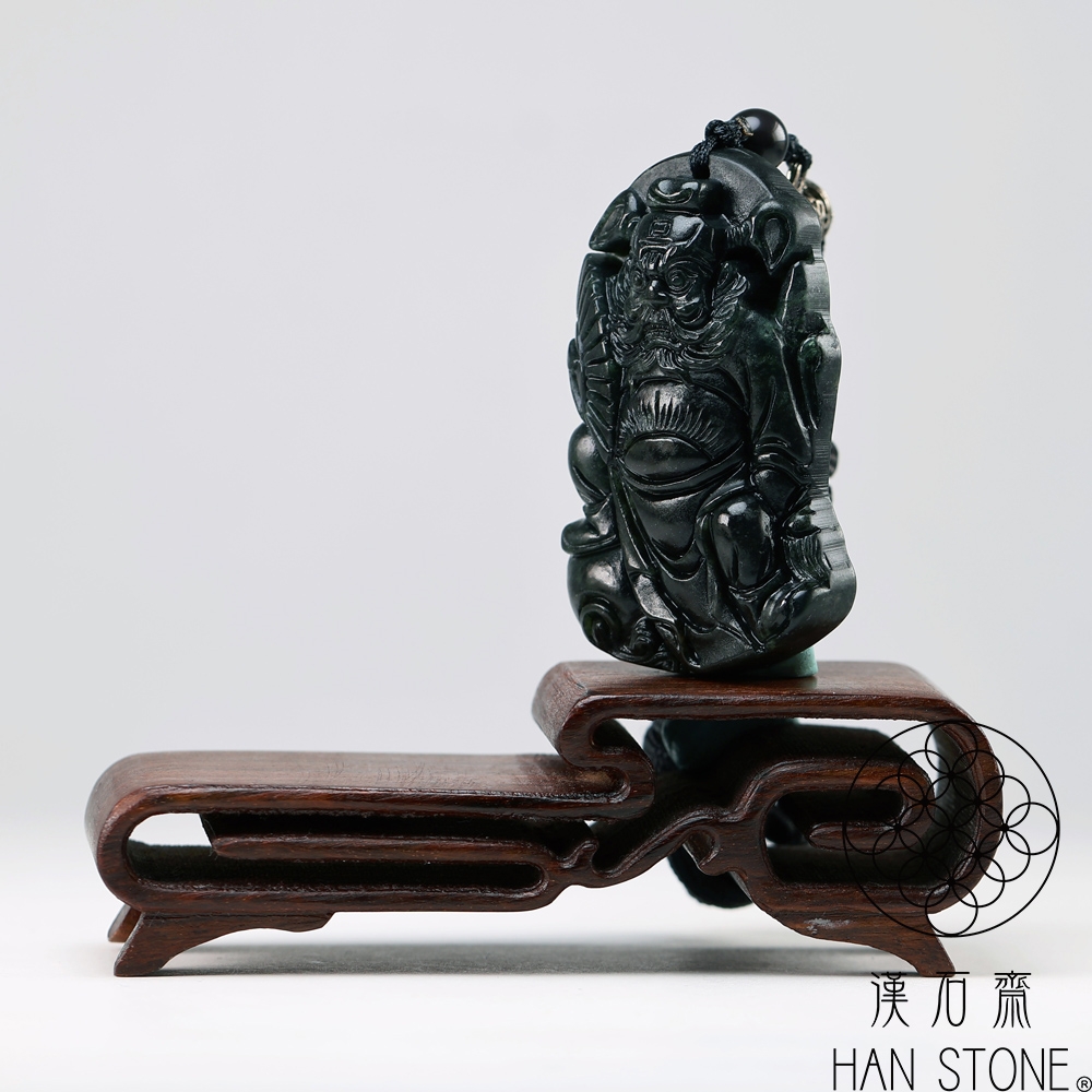 漢石齋】天然台灣墨玉鍾馗玉佩吊墜(30*48*10mm) | 漢石齋| Yahoo購物中心