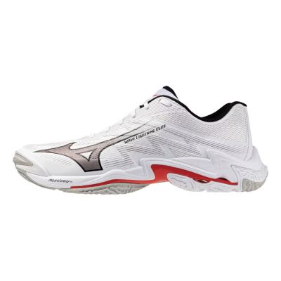 Mizuno 美津濃 Wave Lightning Elite [V1GA260059] 男 排球鞋 包覆 回彈 白 紅
