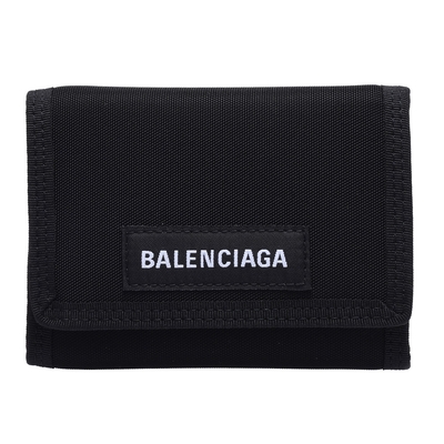 BALENCIAGA 巴黎世家 經典Explorer系列品牌字母LOGO尼龍三摺短夾(黑)