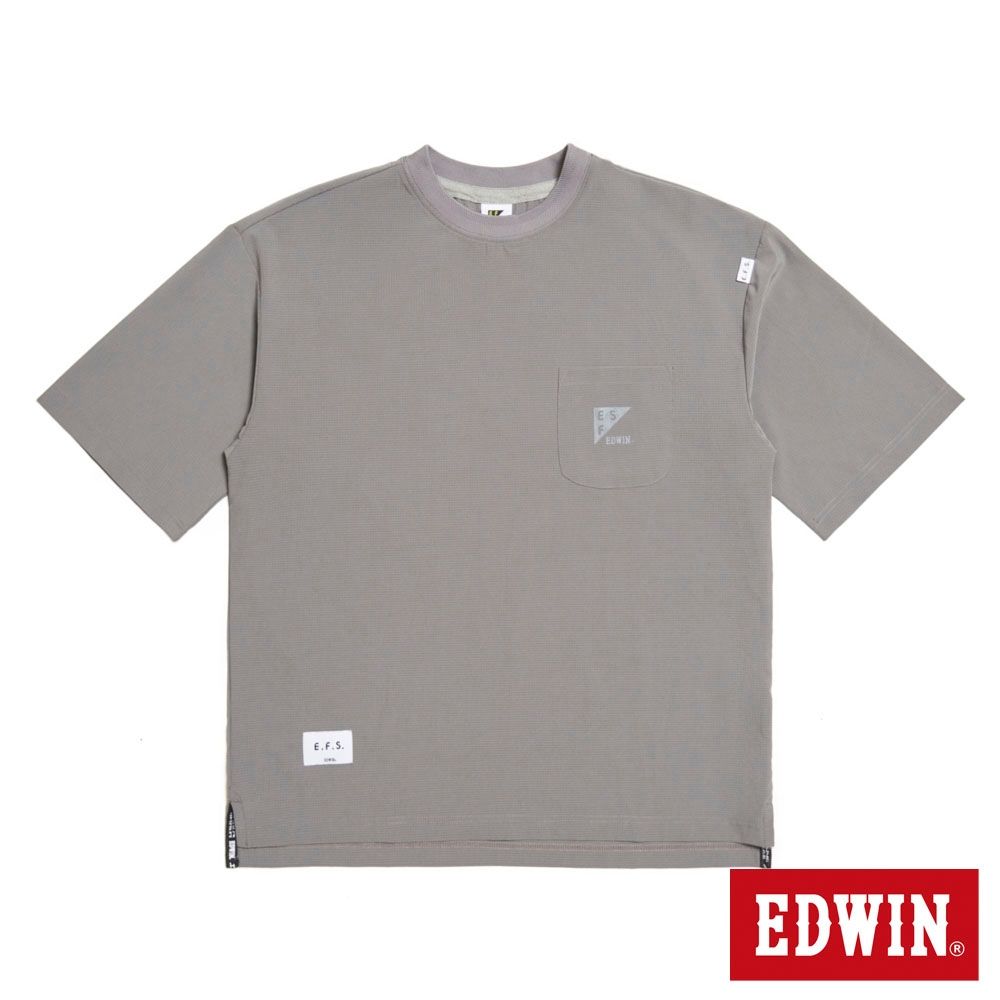 EDWIN 男裝 EFS 大寬版透氣圓領短袖T恤-淺灰色