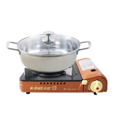 【ZHENG NIU 正牛】頂級316不鏽鋼鴛鴦火鍋32cm+卡旺雙安全卡式爐(K1-A001D)