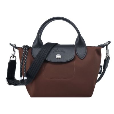 LONGCHAMP LE PLIAGE ENERGY系列再生尼龍短把手提/斜背兩用包(迷你/可可)