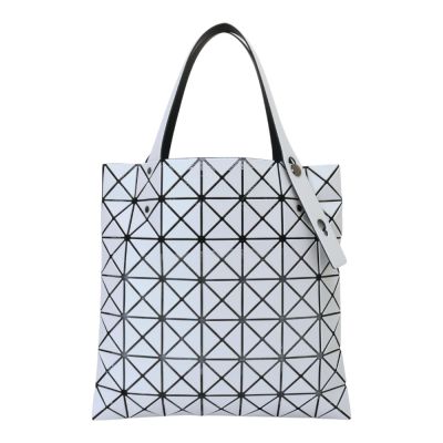ISSEY MIYAKE  BAOBAO 皮質幾何方格7x7手提包(乳白色)霧面