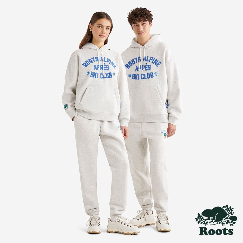 Roots中性-APRES SKI CLUB 棉褲-白麻灰