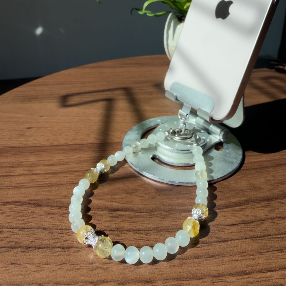 (台灣設計製作)璞心堂-馬上幸福系列 天然水晶手機幸運鍊-月行富桂