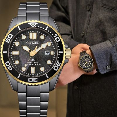 CITIZEN 星辰 LIGHT in BLACK 闇影之光 光動能50週年限量 200米潛水錶 開學購物季 送禮首選 BN0264-53E