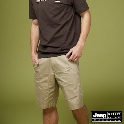 JEEP 男裝 彈性舒適棉料工裝短褲-卡其色