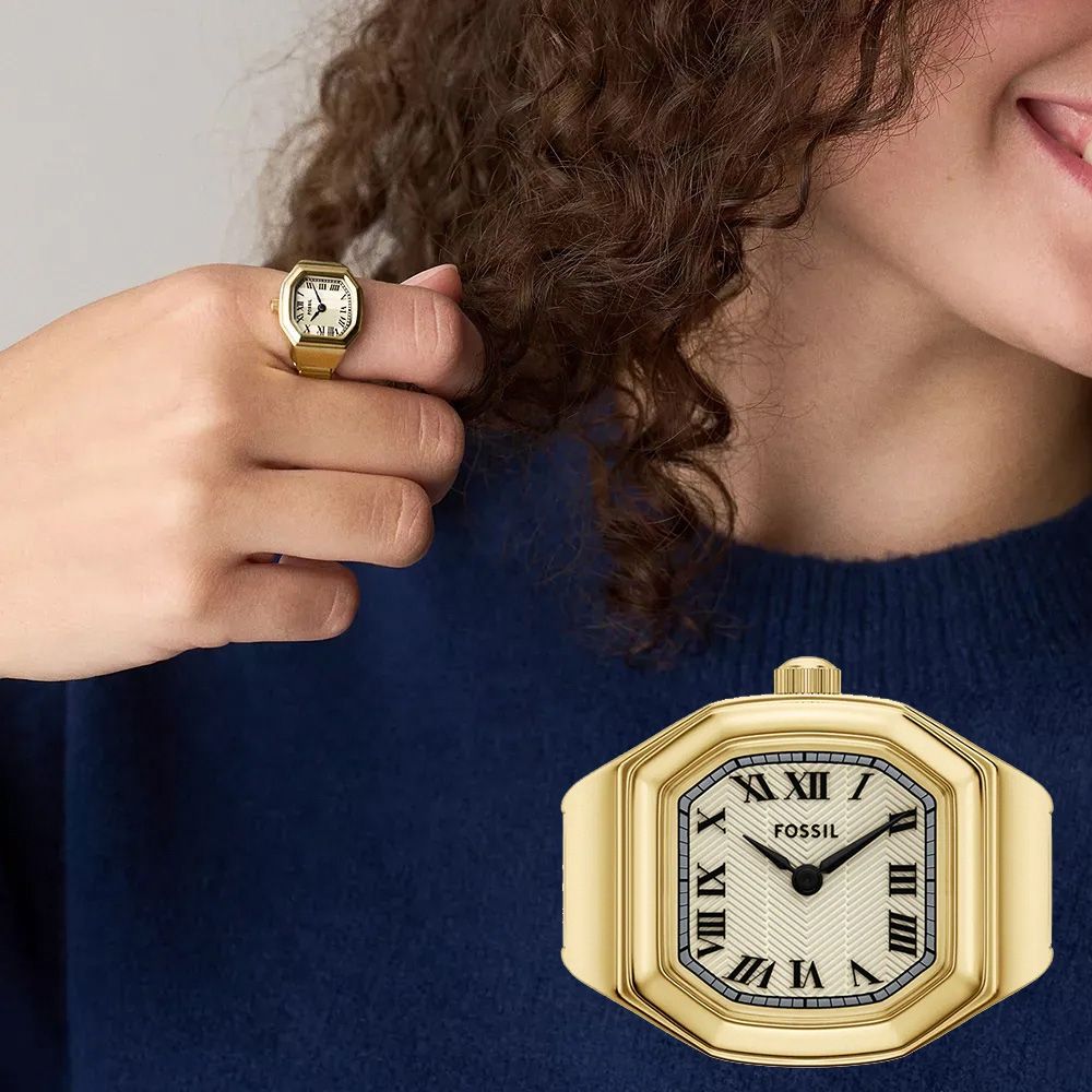 FOSSIL Harlow Watch Ring 時尚八角手錶戒指 戒指錶 寵媽有禮 送禮首選-金 ES5446