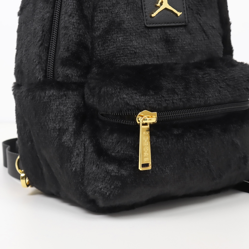 Nike 後背包Jordan Fur 女款黑金絨毛可調背帶肩背包背包隨行包小包