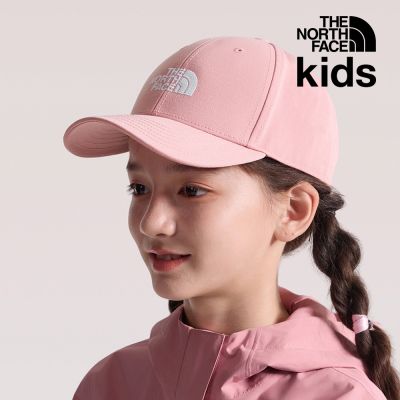 【The North Face 官方旗艦】北面兒童粉色經典刺繡LOGO休閒運動帽｜7RIWNO9