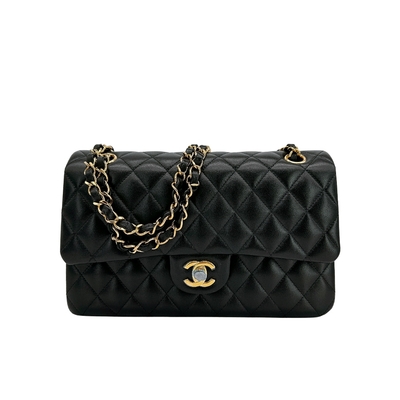 CHANEL香奈兒 Chanel 金雙C菱格羊皮翻蓋coco斜背包-25cm(A01112-黑)