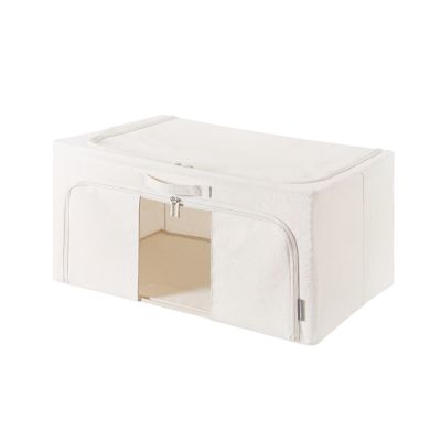 日本霜山 三面開口折疊式衣物收納箱(附透窗)-100L-3入