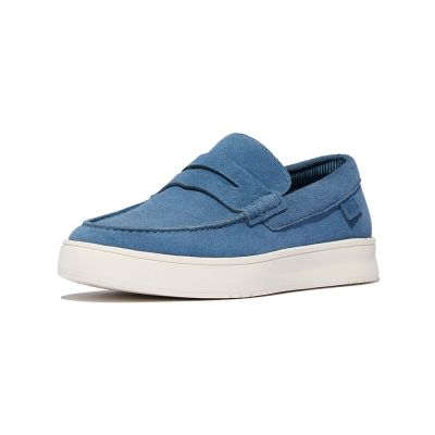 【FitFlop】RALLY MENS 麂皮便士樂福鞋-男(冷藍色)