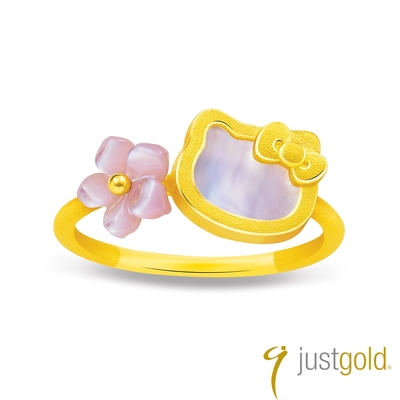 【Just Gold 鎮金店】櫻花綻放Kitty 純金戒指