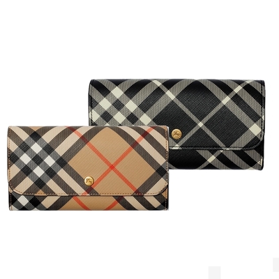 BURBERRY 新款格紋翻蓋長夾(任選)
