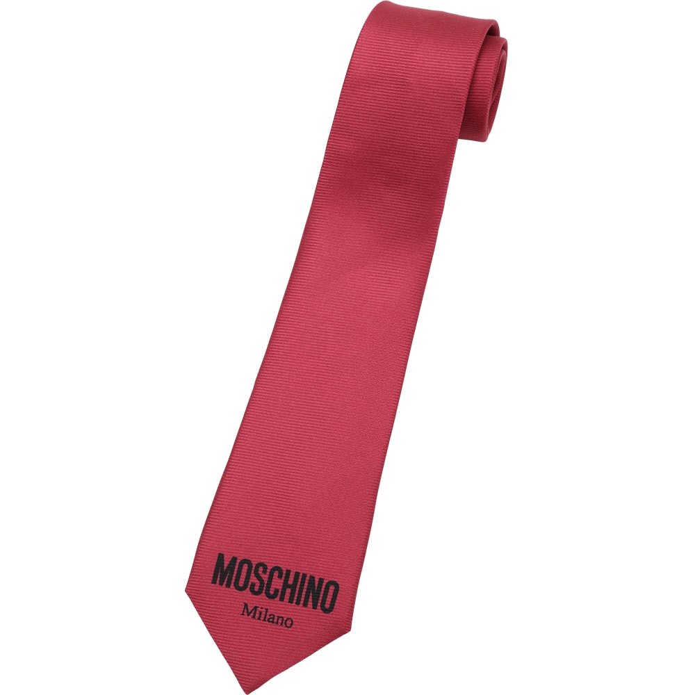 MOSCHINO 字母印花真絲領帶(暗紅)