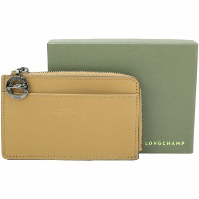 LONGCHAMP Le Pliage Xtra 奔馬烙印光滑牛皮零錢卡片夾(煙草色)