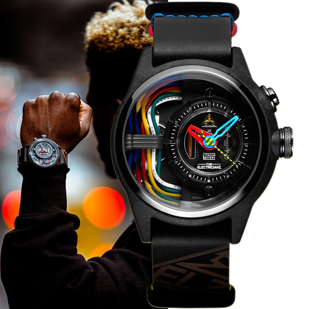 THE ELECTRICIANZ Nylon Carbon Z Nato 42mm 電路發光手錶-ZZ-A1A/05-NLD