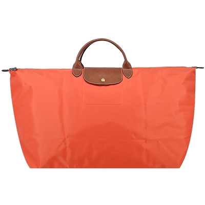 LONGCHAMP LE PLIAGE系列短把再生尼龍摺疊水餃旅行袋(特大/橙)