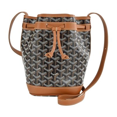 GOYARD PEFLOT 經典塗料帆布束繩水桶包(小/黑棕)_廠商直送