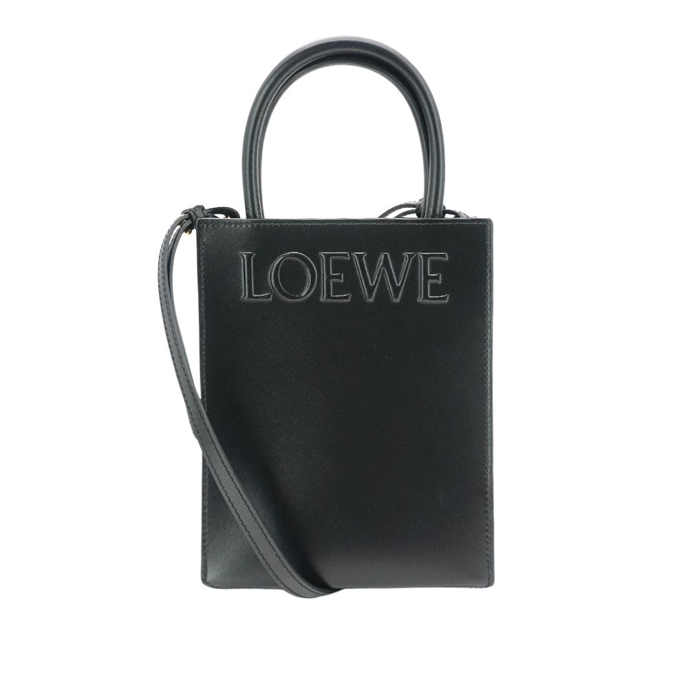 Loewe 羅威  展示品 Standard A5 浮雕字母小牛皮二用托特包(黑)