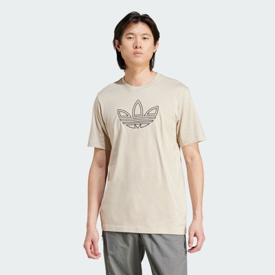 adidas 愛迪達 短袖上衣 男款 運動 三葉草 OUTLINE TEE 卡其 IW5824