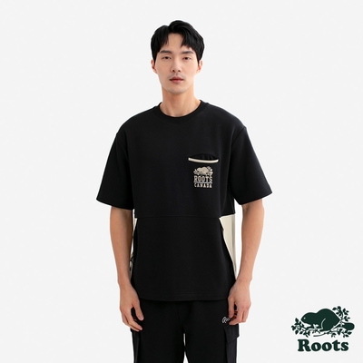 Roots 男裝-ROOTS CANADA BLOCKED 圓領上衣-黑色