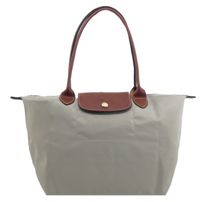LONGCHAMP LE PLIAGE系列長把再生尼龍摺疊水餃包(大/小石子灰)