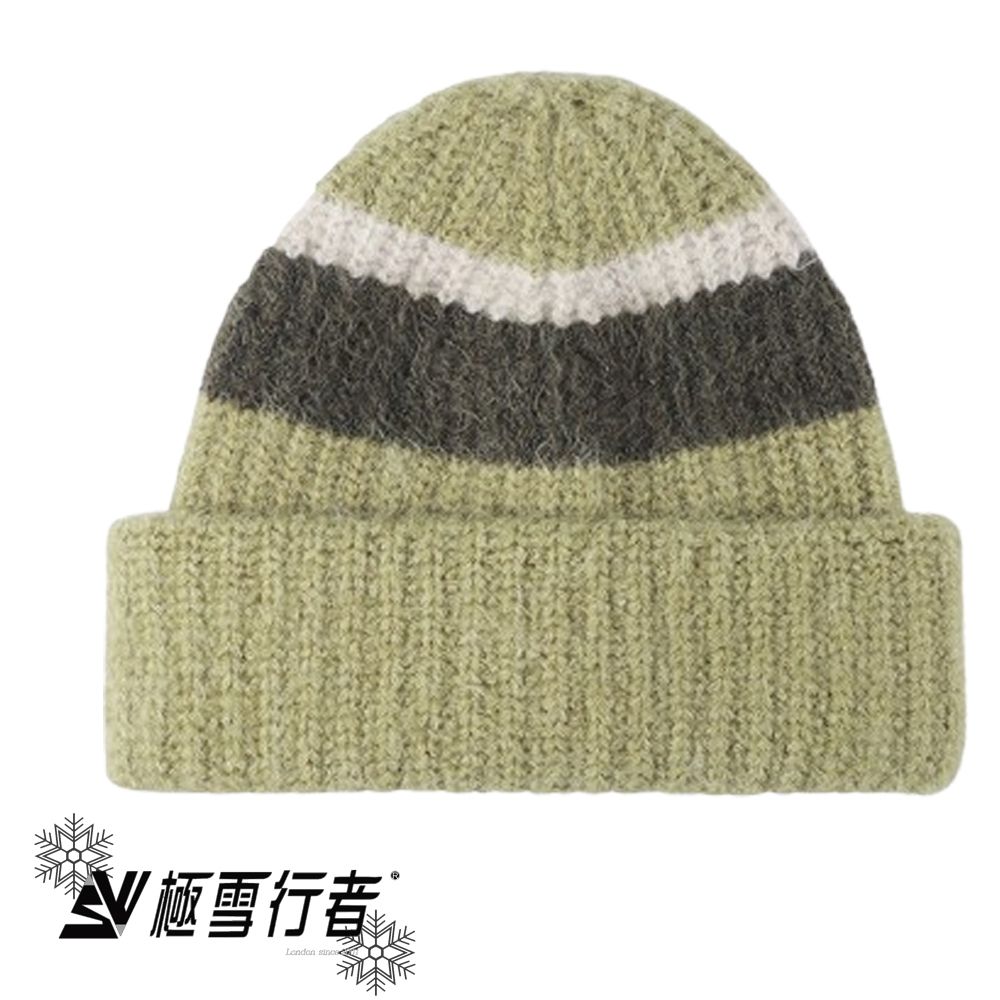 [極雪行者]SW-404外貿美麗諾細柔羊毛30%雙翻加厚歐美款跳色時尚男女針織羊毛帽