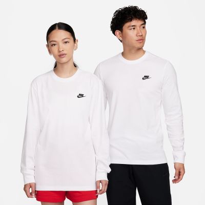 NIKE 長袖上衣 男 運動 AS M NSW CLUB TEE - LS 白 AR5194-100(3S4627)