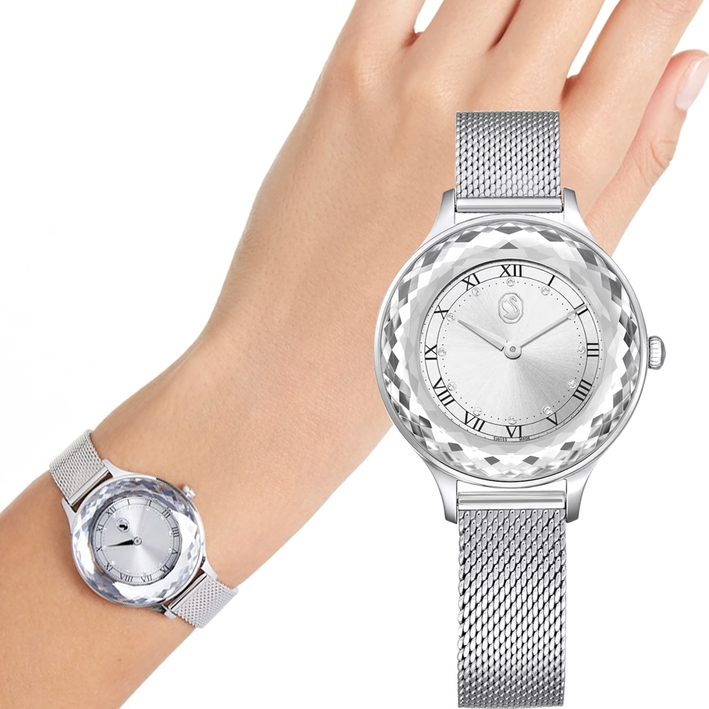 SWAROVSKI 施華洛世奇Octea Nova 簡約優雅腕錶-5650039/銀色33mm